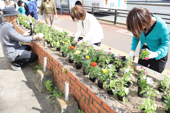 南区役所花壇植え替えの様子１